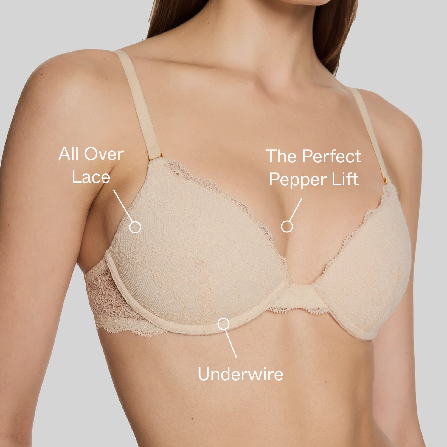 All Over Lace Lift Up Bra Ecru