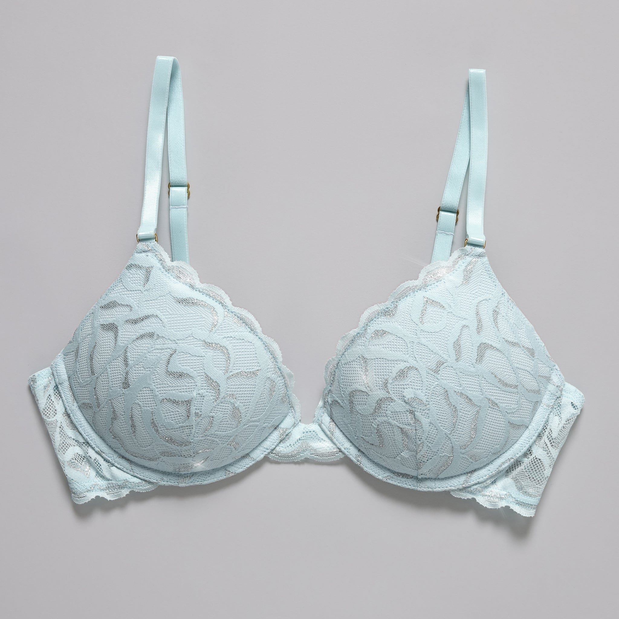 All Over Lace Lift Up Bra Metallic Crystal