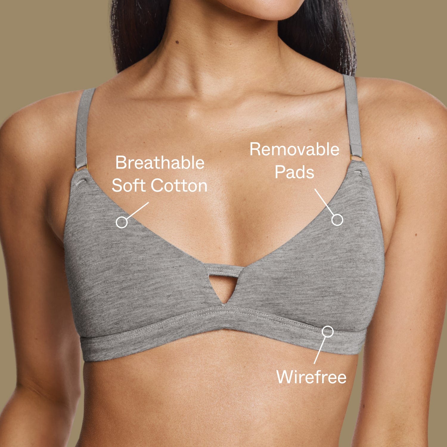 Supima® Cotton Wirefree Bra Heather Grey