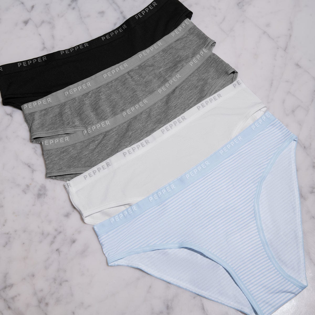 Supima® Cotton Bikini Powder Blue Stripe