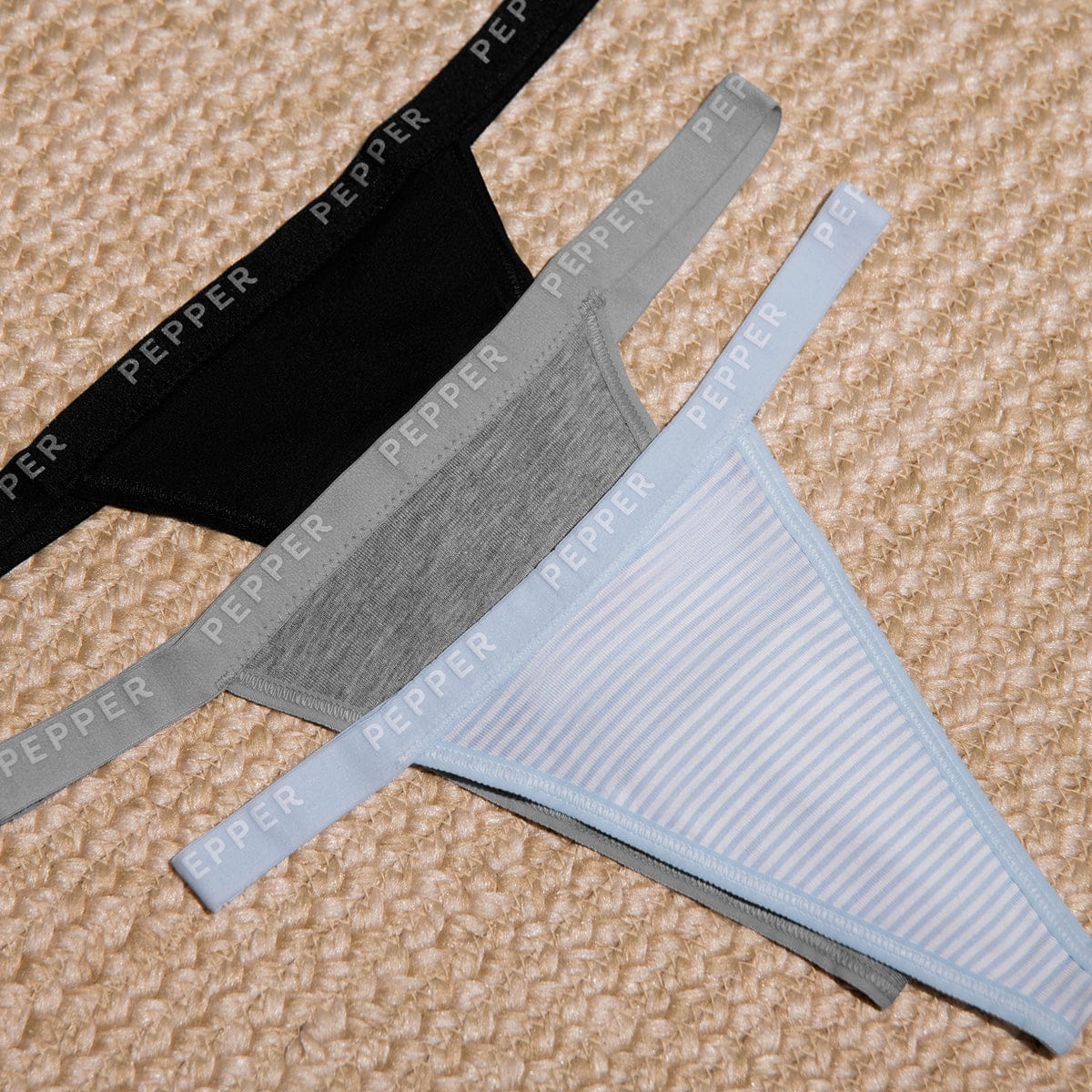 Supima® Cotton String Thong Powder Blue Stripe